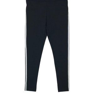 NWT Max Womens Black White Racer Stripe High Rise Pull On Leggings/Tights Size L